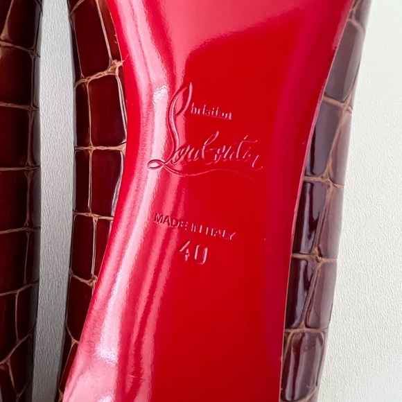 New CHRISTIAN LOUBOUTIN | Kate 85 Acajou Brown Croc Embossed Leather Pumps EU 40 - Picture 12 of 14